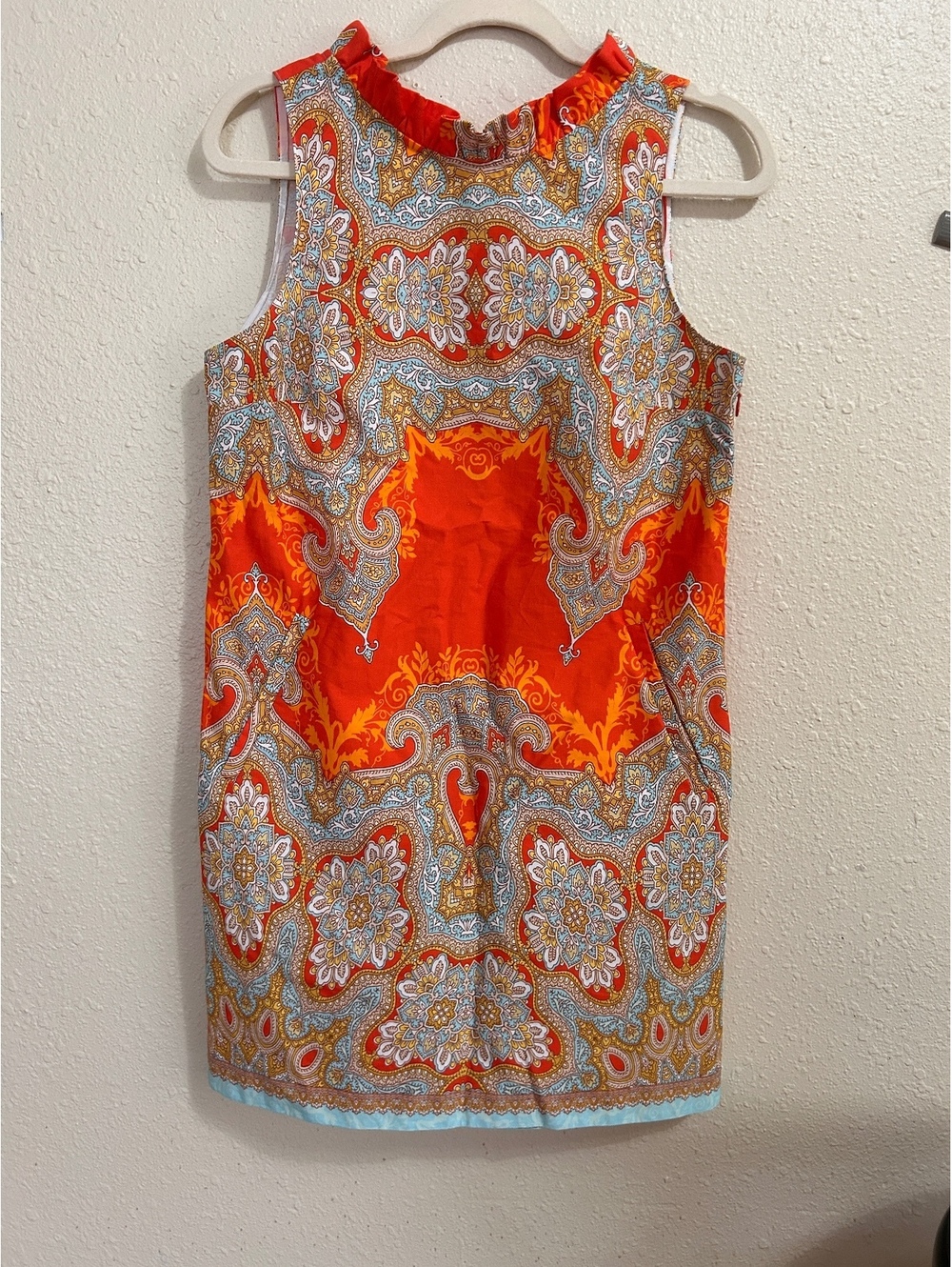 Tyler Boe orange paisley sleeveless shift dress